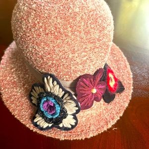 Daniele Meucci Black Flower Wool Cloche Hat